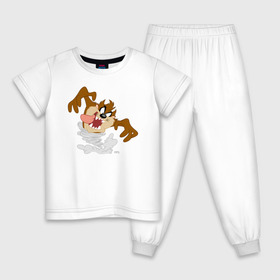 Детская пижама хлопок с принтом Таз , 100% хлопок |  брюки и футболка прямого кроя, без карманов, на брюках мягкая резинка на поясе и по низу штанин
 | looney tunes | tasmanian devil | taz | vdzabma | луни тюнз | таз | тасманский дьявол
