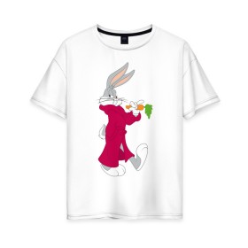 Женская футболка хлопок Oversize с принтом Багз Банни , 100% хлопок | свободный крой, круглый ворот, спущенный рукав, длина до линии бедер
 | bugs bunny | looney tunes | vdzabma | багз банни | луни тюнз