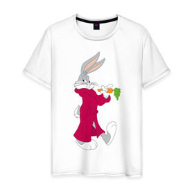 Мужская футболка хлопок с принтом Багз Банни , 100% хлопок | прямой крой, круглый вырез горловины, длина до линии бедер, слегка спущенное плечо. | bugs bunny | looney tunes | vdzabma | багз банни | луни тюнз
