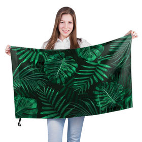 Флаг 3D с принтом Я из джунглей , 100% полиэстер | плотность ткани — 95 г/м2, размер — 67 х 109 см. Принт наносится с одной стороны | branch | foliage | leafy | nature | арт | ветка | веточка | джунгли | зеленый | лист | листочки | листья | природа | черный