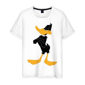 Мужская футболка хлопок с принтом Даффи Дак , 100% хлопок | прямой крой, круглый вырез горловины, длина до линии бедер, слегка спущенное плечо. | Тематика изображения на принте: daffy duck | looney tunes | vdzabma | даффи дак | луни тюнз