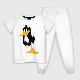 Детская пижама хлопок с принтом Даффи Дак , 100% хлопок |  брюки и футболка прямого кроя, без карманов, на брюках мягкая резинка на поясе и по низу штанин
 | daffy duck | looney tunes | vdzabma | даффи дак | луни тюнз