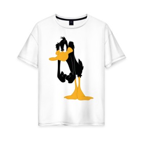 Женская футболка хлопок Oversize с принтом Даффи Дак , 100% хлопок | свободный крой, круглый ворот, спущенный рукав, длина до линии бедер
 | daffy duck | looney tunes | vdzabma | даффи дак | луни тюнз