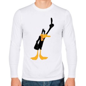Мужской лонгслив хлопок с принтом Даффи Дак , 100% хлопок |  | daffy duck | looney tunes | vdzabma | даффи дак | луни тюнз