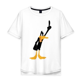 Мужская футболка хлопок Oversize с принтом Даффи Дак , 100% хлопок | свободный крой, круглый ворот, “спинка” длиннее передней части | Тематика изображения на принте: daffy duck | looney tunes | vdzabma | даффи дак | луни тюнз