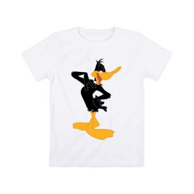 Детская футболка хлопок с принтом Даффи Дак , 100% хлопок | круглый вырез горловины, полуприлегающий силуэт, длина до линии бедер | daffy duck | looney tunes | vdzabma | даффи дак | луни тюнз