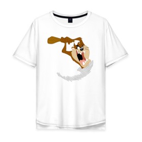 Мужская футболка хлопок Oversize с принтом Таз , 100% хлопок | свободный крой, круглый ворот, “спинка” длиннее передней части | looney tunes | tasmanian devil | taz | vdzabma | луни тюнз | таз | тасманский дьявол