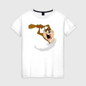 Женская футболка хлопок с принтом Таз , 100% хлопок | прямой крой, круглый вырез горловины, длина до линии бедер, слегка спущенное плечо | looney tunes | tasmanian devil | taz | vdzabma | луни тюнз | таз | тасманский дьявол