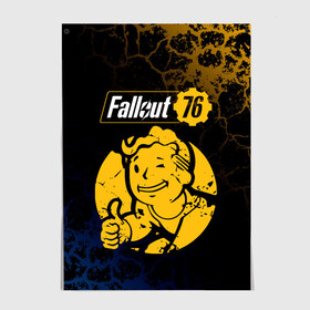 Постер с принтом FALLOUT_76. , 100% бумага
 | бумага, плотность 150 мг. Матовая, но за счет высокого коэффициента гладкости имеет небольшой блеск и дает на свету блики, но в отличии от глянцевой бумаги не покрыта лаком | 101 | 111 | 13 | 76 | atom cats | bethesda | brotherhood of steel | fallout | nuka cola | tunnel snakes | vault | war | братство стали | война | убежище | фолаут | фоллаут | ядер кола