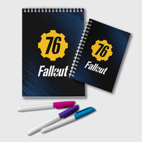 Блокнот с принтом FALLOUT_76 , 100% бумага | 48 листов, плотность листов — 60 г/м2, плотность картонной обложки — 250 г/м2. Листы скреплены удобной пружинной спиралью. Цвет линий — светло-серый
 | Тематика изображения на принте: 101 | 111 | 13 | 76 | atom cats | bethesda | brotherhood of steel | fallout | nuka cola | tunnel snakes | vault | war | братство стали | война | убежище | фолаут | фоллаут | ядер кола