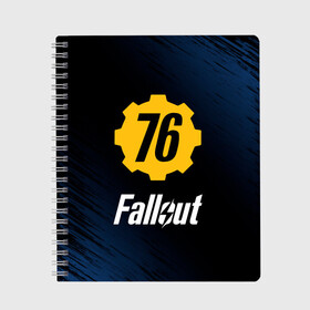 Тетрадь с принтом FALLOUT_76 , 100% бумага | 48 листов, плотность листов — 60 г/м2, плотность картонной обложки — 250 г/м2. Листы скреплены сбоку удобной пружинной спиралью. Уголки страниц и обложки скругленные. Цвет линий — светло-серый
 | Тематика изображения на принте: 101 | 111 | 13 | 76 | atom cats | bethesda | brotherhood of steel | fallout | nuka cola | tunnel snakes | vault | war | братство стали | война | убежище | фолаут | фоллаут | ядер кола