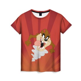 Женская футболка 3D с принтом Таз , 100% полиэфир ( синтетическое хлопкоподобное полотно) | прямой крой, круглый вырез горловины, длина до линии бедер | looney tunes | tasmanian devil | taz | vdzabma | луни тюнз | таз | тасманский дьявол