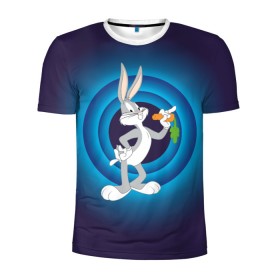 Мужская футболка 3D спортивная с принтом Багз Банни , 100% полиэстер с улучшенными характеристиками | приталенный силуэт, круглая горловина, широкие плечи, сужается к линии бедра | Тематика изображения на принте: bugs bunny | looney tunes | vdzabma | багз банни | луни тюнз
