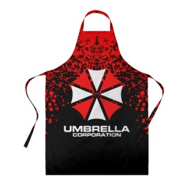 Фартук 3D с принтом Umbrella Corporation. , 100% полиэстер | общий размер — 65 х 85 см, ширина нагрудника — 26 см, горловина — 53 см, длина завязок — 54 см, общий обхват в поясе — 173 см. Принт на завязках и на горловине наносится с двух сторон, на основной части фартука — только с внешней стороны | resident evil | umbrella corporation | амбрелла | амбрелла корпорейшн | вирус | вымышленная военная и фармацевтическая корпорация | игра | умбрелла