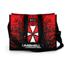 Сумка-шоппер 3D с принтом Umbrella Corporation. , 100% полиэстер | застегивается на металлическую кнопку; внутренний карман застегивается на молнию. Стенки укреплены специальным мягким материалом, чтобы защитить содержимое от несильных ударов
 | resident evil | umbrella corporation | амбрелла | амбрелла корпорейшн | вирус | вымышленная военная и фармацевтическая корпорация | игра | умбрелла