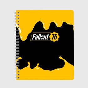 Тетрадь с принтом FALLOUT_76 , 100% бумага | 48 листов, плотность листов — 60 г/м2, плотность картонной обложки — 250 г/м2. Листы скреплены сбоку удобной пружинной спиралью. Уголки страниц и обложки скругленные. Цвет линий — светло-серый
 | Тематика изображения на принте: 101 | 111 | 13 | 76 | atom cats | bethesda | brotherhood of steel | fallout | nuka cola | tunnel snakes | vault | war | братство стали | война | убежище | фолаут | фоллаут | ядер кола