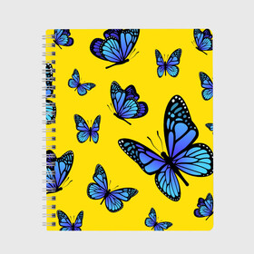 Тетрадь с принтом БАБОЧКИ , 100% бумага | 48 листов, плотность листов — 60 г/м2, плотность картонной обложки — 250 г/м2. Листы скреплены сбоку удобной пружинной спиралью. Уголки страниц и обложки скругленные. Цвет линий — светло-серый
 | animals | blue | butterflies | game | insects | life is strange | moth | wings | бабочки | животные | игра | крылья | мотылек | насекомые