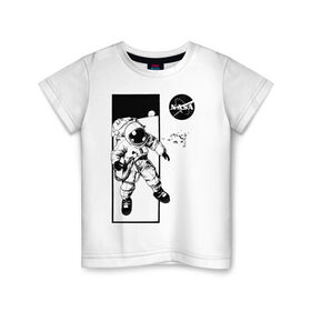 Детская футболка хлопок с принтом NASA , 100% хлопок | круглый вырез горловины, полуприлегающий силуэт, длина до линии бедер | 