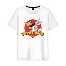 Мужская футболка хлопок с принтом Багз Банни и Даффи Дак , 100% хлопок | прямой крой, круглый вырез горловины, длина до линии бедер, слегка спущенное плечо. | bugs bunny | daffy duck | looney tunes | vdzabma | багз банни | даффи дак | луни тюнз