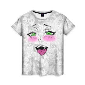 Женская футболка 3D с принтом Ахегао , 100% полиэфир ( синтетическое хлопкоподобное полотно) | прямой крой, круглый вырез горловины, длина до линии бедер | ahegao | ahegao face | anime | manga | аниме | аниме лицо | ахегао | ахегао лицо | ахигао | манга