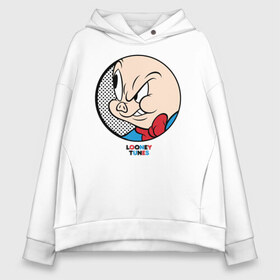 Женское худи Oversize хлопок с принтом Porky Pig , френч-терри — 70% хлопок, 30% полиэстер. Мягкий теплый начес внутри —100% хлопок | боковые карманы, эластичные манжеты и нижняя кромка, капюшон на магнитной кнопке | looney tunes | porky pig | vdzabma | луни тюнз | порки пиг | поросенок порки