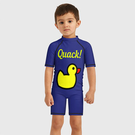 Детский купальный костюм 3D с принтом Уточка , Полиэстер 85%, Спандекс 15% | застежка на молнии на спине | duck | забавная | кря | утка