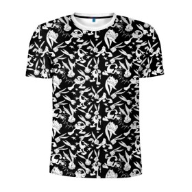 Мужская футболка 3D спортивная с принтом Багз Банни паттерн , 100% полиэстер с улучшенными характеристиками | приталенный силуэт, круглая горловина, широкие плечи, сужается к линии бедра | bugs bunny | looney tunes | vdzabma | багз банни | луни тюнз