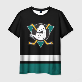 Мужская футболка 3D с принтом Анахайм Дакс , 100% полиэфир | прямой крой, круглый вырез горловины, длина до линии бедер | anaheim | anaheim ducks | ducks | hockey | nhl | usa | дакс | нхл | спорт | сша | хоккей | шайба