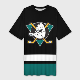 Платье-футболка 3D с принтом Анахайм Дакс ,  |  | anaheim | anaheim ducks | ducks | hockey | nhl | usa | дакс | нхл | спорт | сша | хоккей | шайба