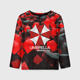 Детский лонгслив 3D с принтом Umbrella Corp. , 100% полиэстер | длинные рукава, круглый вырез горловины, полуприлегающий силуэт
 | biohazard | biohazard 7 | crocodile | fang | game | hand | monster | new umbrella | resident evil | resident evil 7 | umbrella | umbrella corp | umbrella corporation | zombie