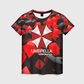 Женская футболка 3D с принтом Umbrella Corp. , 100% полиэфир ( синтетическое хлопкоподобное полотно) | прямой крой, круглый вырез горловины, длина до линии бедер | biohazard | biohazard 7 | crocodile | fang | game | hand | monster | new umbrella | resident evil | resident evil 7 | umbrella | umbrella corp | umbrella corporation | zombie