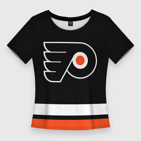 Женская футболка 3D Slim с принтом Филадельфия Флайерз ,  |  | flyers | hockey | nhl | philadelphia | philadelphia flyers | usa | нхл | спорт | сша | филадельфия | филадельфия флайерз | флайерз | хоккей | шайба
