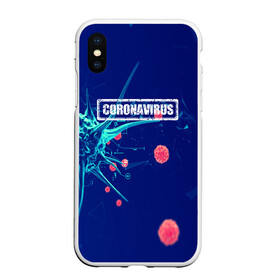 Чехол для iPhone XS Max матовый с принтом CORONAVIRUS , Силикон | Область печати: задняя сторона чехла, без боковых панелей | covid 19 | molecule | абстракция | клетки | коронавирус | медицина | микробы | молекулы | наука | нейрон | нейроны | текстура | текстуры | формула