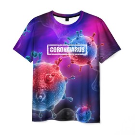 Мужская футболка 3D с принтом CORONAVIRUS , 100% полиэфир | прямой крой, круглый вырез горловины, длина до линии бедер | covid 19 | molecule | абстракция | клетки | коронавирус | медицина | микробы | молекулы | наука | нейрон | нейроны | текстура | текстуры | формула
