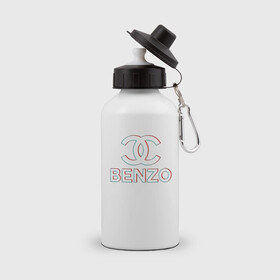 Бутылка спортивная с принтом BBT BENZO GANG , металл | емкость — 500 мл, в комплекте две пластиковые крышки и карабин для крепления | Тематика изображения на принте: bbt | benzo | benzo gang | big baby tape | ббт | бензо