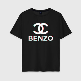 Женская футболка хлопок Oversize с принтом BBT BENZO GANG , 100% хлопок | свободный крой, круглый ворот, спущенный рукав, длина до линии бедер
 | bbt | benzo | benzo gang | big baby tape | ббт | бензо