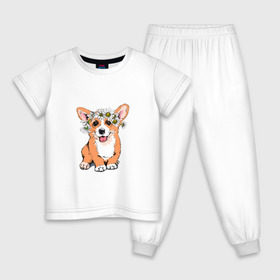 Детская пижама хлопок с принтом Корги , 100% хлопок |  брюки и футболка прямого кроя, без карманов, на брюках мягкая резинка на поясе и по низу штанин
 | 