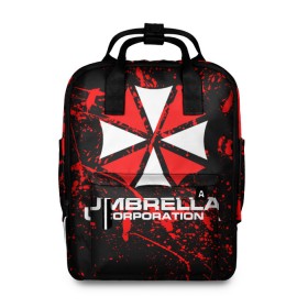 Женский рюкзак 3D с принтом Umbrella Corporation. , 100% полиэстер | лямки с регулируемой длиной, сверху ручки, чтобы рюкзак нести как сумку. Основное отделение закрывается на молнию, как и внешний карман. Внутри два дополнительных кармана, один из которых закрывается на молнию. По бокам два дополнительных кармашка, куда поместится маленькая бутылочка
 | Тематика изображения на принте: resident evil | umbrella corporation | амбрелла | амбрелла корпорейшн | вирус | вымышленная военная и фармацевтическая корпорация | игра | умбрелла