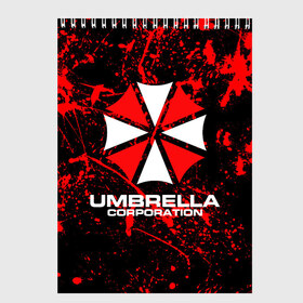 Скетчбук с принтом Umbrella Corporation , 100% бумага
 | 48 листов, плотность листов — 100 г/м2, плотность картонной обложки — 250 г/м2. Листы скреплены сверху удобной пружинной спиралью | Тематика изображения на принте: resident evil | umbrella corporation | амбрелла | амбрелла корпорейшн | вирус | вымышленная военная и фармацевтическая корпорация | игра | умбрелла