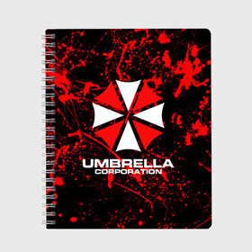 Тетрадь с принтом Umbrella Corporation , 100% бумага | 48 листов, плотность листов — 60 г/м2, плотность картонной обложки — 250 г/м2. Листы скреплены сбоку удобной пружинной спиралью. Уголки страниц и обложки скругленные. Цвет линий — светло-серый
 | Тематика изображения на принте: resident evil | umbrella corporation | амбрелла | амбрелла корпорейшн | вирус | вымышленная военная и фармацевтическая корпорация | игра | умбрелла