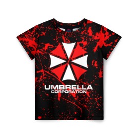 Детская футболка 3D с принтом Umbrella Corporation. , 100% гипоаллергенный полиэфир | прямой крой, круглый вырез горловины, длина до линии бедер, чуть спущенное плечо, ткань немного тянется | resident evil | umbrella corporation | амбрелла | амбрелла корпорейшн | вирус | вымышленная военная и фармацевтическая корпорация | игра | умбрелла