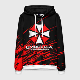 Мужская толстовка 3D с принтом Umbrella Corporation. , 100% полиэстер | двухслойный капюшон со шнурком для регулировки, мягкие манжеты на рукавах и по низу толстовки, спереди карман-кенгуру с мягким внутренним слоем. | resident evil | umbrella corporation | амбрелла | амбрелла корпорейшн | вирус | вымышленная военная и фармацевтическая корпорация | игра | умбрелла