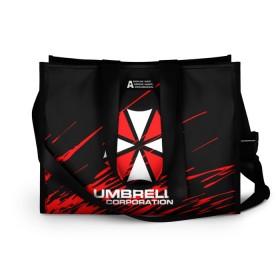 Сумка-шоппер 3D с принтом Umbrella Corporation. , 100% полиэстер | застегивается на металлическую кнопку; внутренний карман застегивается на молнию. Стенки укреплены специальным мягким материалом, чтобы защитить содержимое от несильных ударов
 | resident evil | umbrella corporation | амбрелла | амбрелла корпорейшн | вирус | вымышленная военная и фармацевтическая корпорация | игра | умбрелла