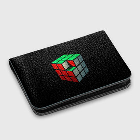 Картхолдер с принтом с принтом Кубик Рубика , натуральная матовая кожа | размер 7,3 х 10 см; кардхолдер имеет 4 кармана для карт; | 3d | головоломка | игры | кубик | мозг | недостающий | рубика | элемент