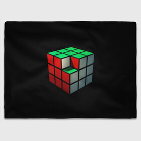 Плед 3D с принтом Кубик Рубика , 100% полиэстер | закругленные углы, все края обработаны. Ткань не мнется и не растягивается | Тематика изображения на принте: 3d | головоломка | игры | кубик | мозг | недостающий | рубика | элемент