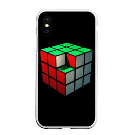 Чехол для iPhone XS Max матовый с принтом Кубик Рубика , Силикон | Область печати: задняя сторона чехла, без боковых панелей | 3d | головоломка | игры | кубик | мозг | недостающий | рубика | элемент
