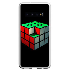 Чехол для Samsung Galaxy S10 с принтом Кубик Рубика , Силикон | Область печати: задняя сторона чехла, без боковых панелей | 3d | головоломка | игры | кубик | мозг | недостающий | рубика | элемент