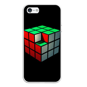 Чехол для iPhone 5/5S матовый с принтом Кубик Рубика , Силикон | Область печати: задняя сторона чехла, без боковых панелей | 3d | головоломка | игры | кубик | мозг | недостающий | рубика | элемент
