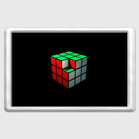 Магнит 45*70 с принтом Кубик Рубика , Пластик | Размер: 78*52 мм; Размер печати: 70*45 | Тематика изображения на принте: 3d | головоломка | игры | кубик | мозг | недостающий | рубика | элемент