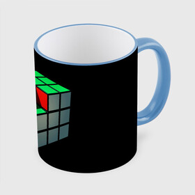 Кружка с полной запечаткой с принтом Кубик Рубика , керамика | ёмкость 330 мл | 3d | головоломка | игры | кубик | мозг | недостающий | рубика | элемент
